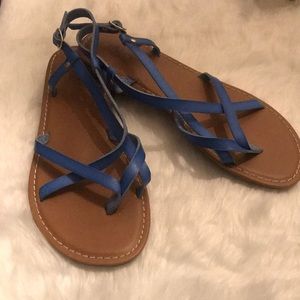 SO Blue Leather Strappy Sandals NWOT